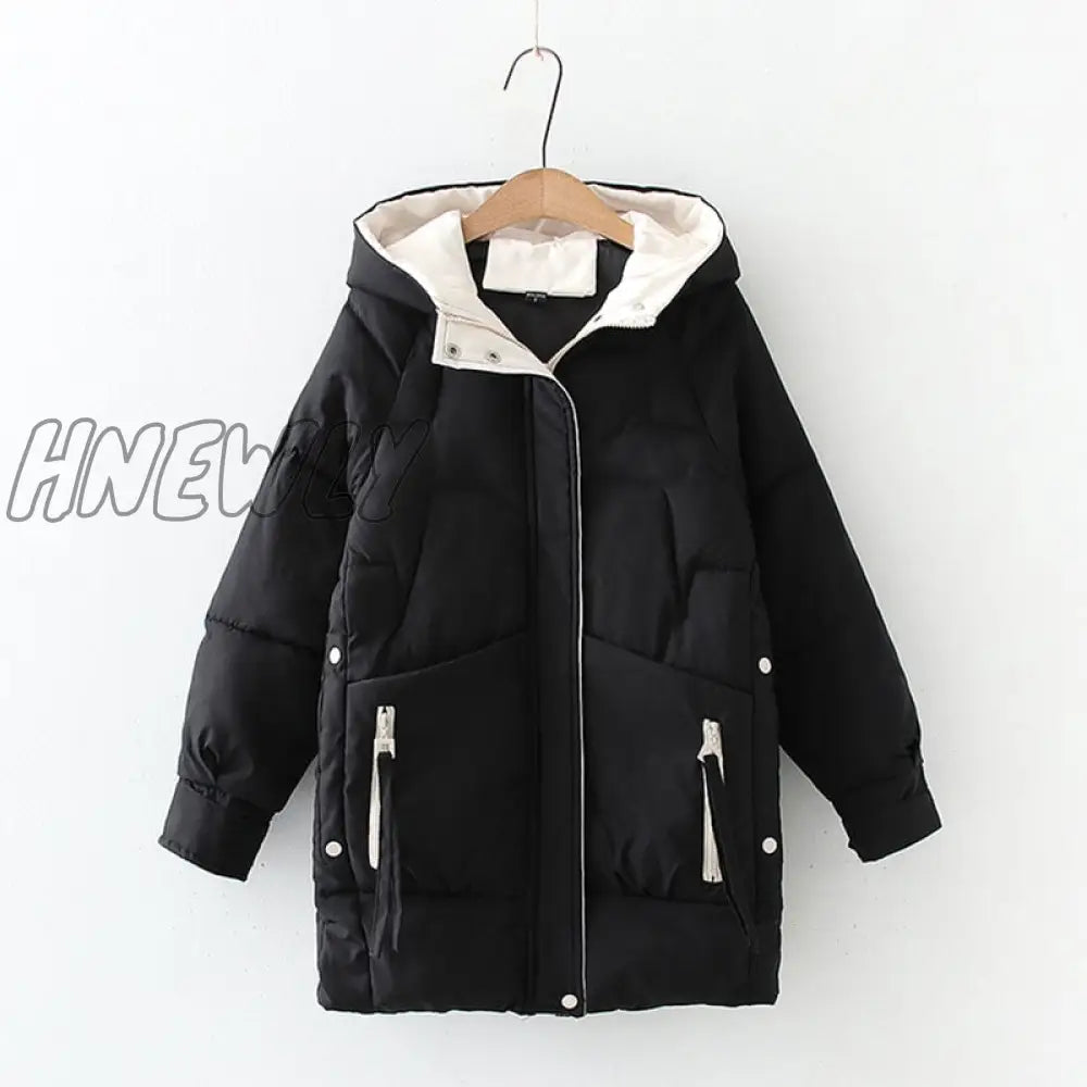 Hnewly Women Winter Thick Hooded Down Jacket Cotton Long Warm Padded Parka For Plus Size 2Xl Coat