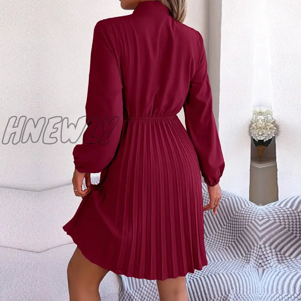 Hnewly Women’s 2024 New Autumn Winter Temperament Lace Up Solid Color High Waist Long Sleeve