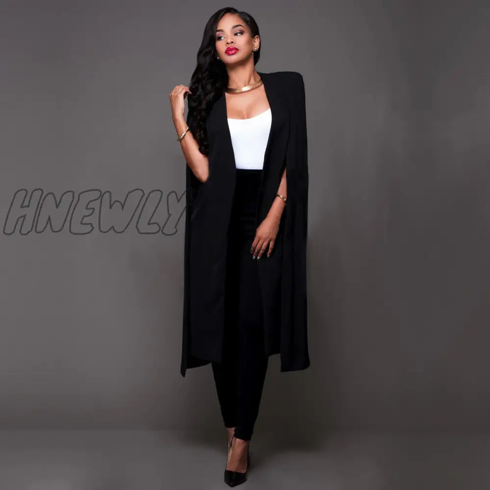 Hnewly Women’s Blazer Long Sleeve Lapel Cape Coat Casual Split Poncho Ol Jacket Cloak Women Suit