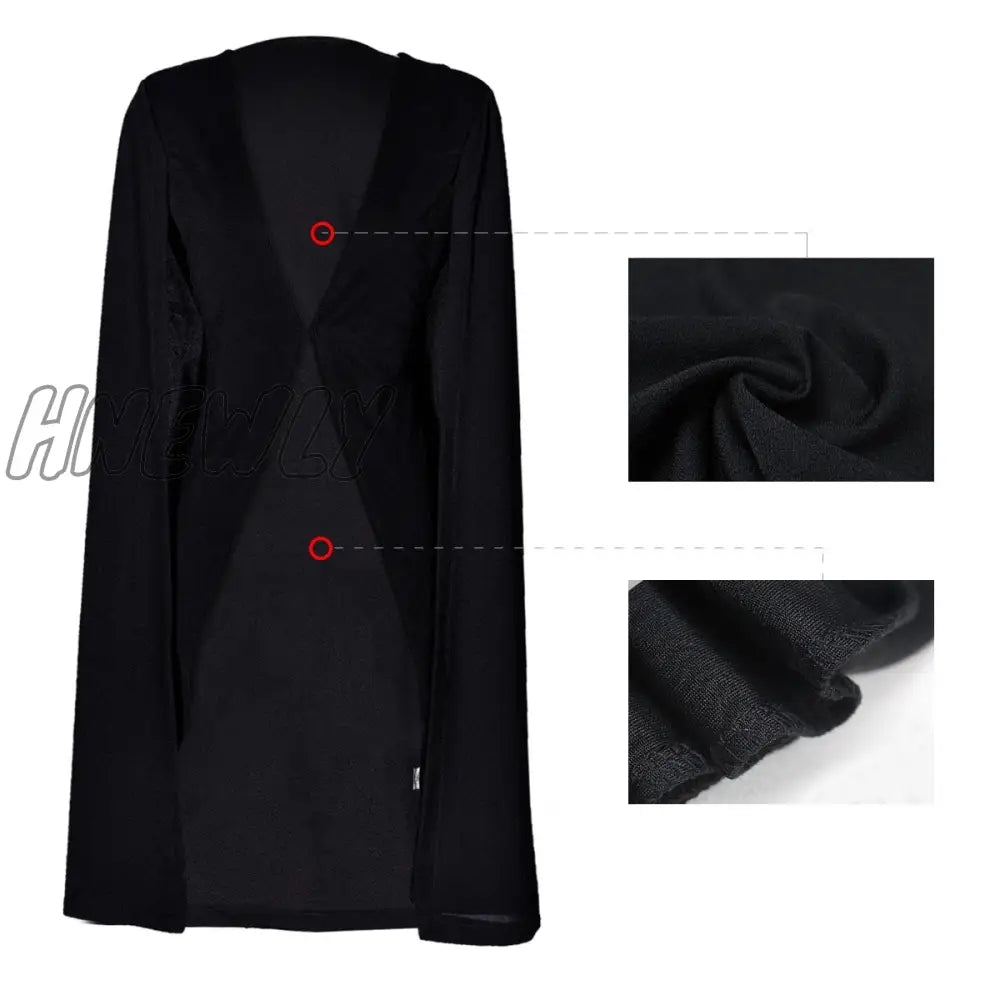 Hnewly Women’s Blazer Long Sleeve Lapel Cape Coat Casual Split Poncho Ol Jacket Cloak Women Suit