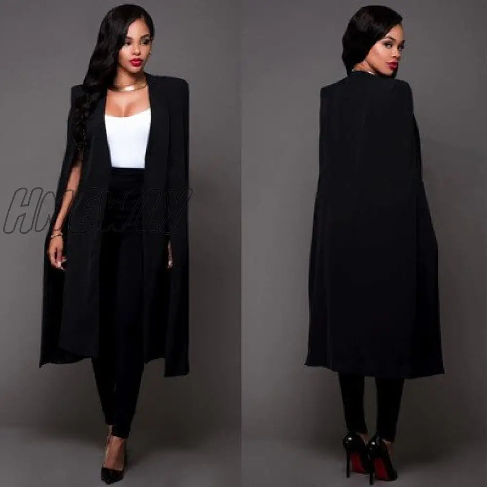 Hnewly Women’s Blazer Long Sleeve Lapel Cape Coat Casual Split Poncho Ol Jacket Cloak Women Suit