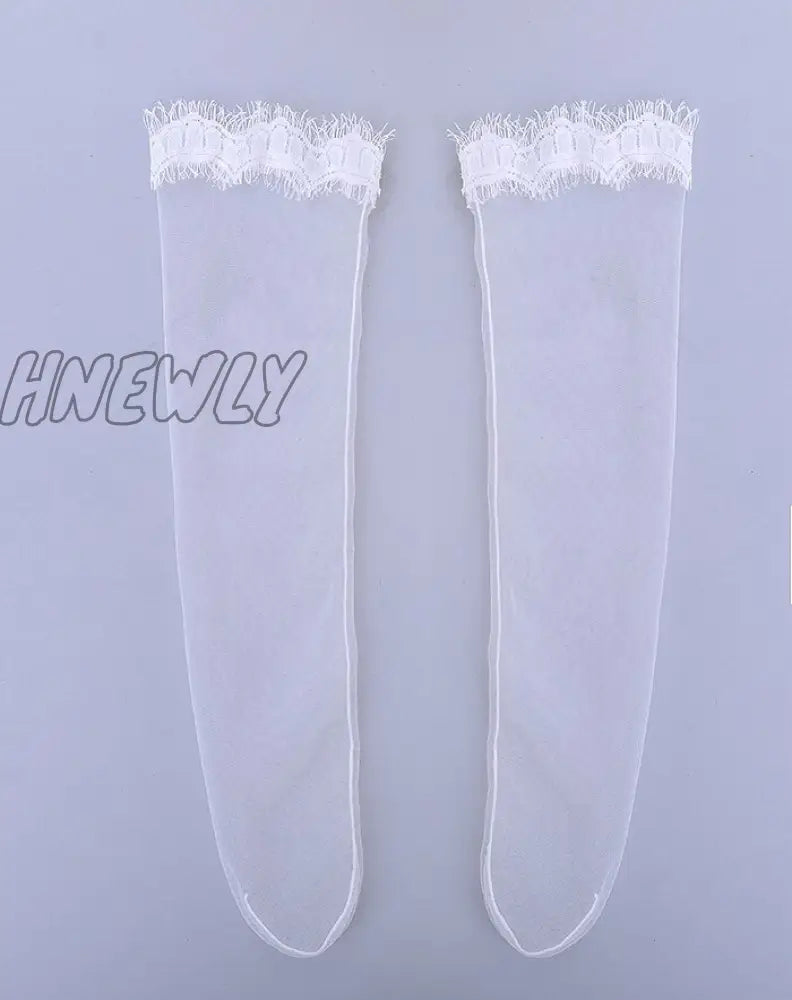 Hnewly Women’s Chiffon Transparent Mesh Eyelash Lace Socks.ladies Ultra-Thin Princess Gauze Socks