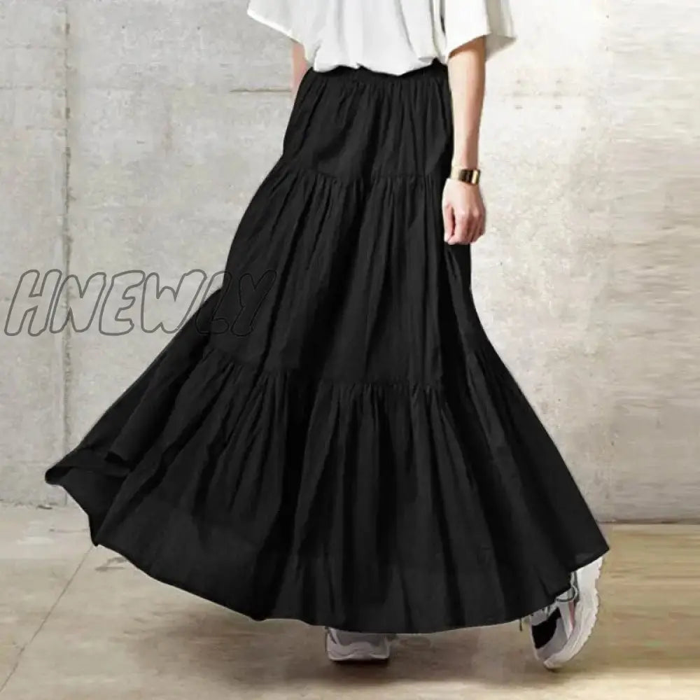 Hnewly Y2K Aesthetic Vintage Pleated Casual Skirt Korean Cotton Linen Harajuku Grunge High Waist