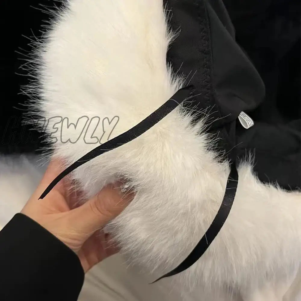 Hnewly Y2K Fluffy Faux Fur Bucket Hat Women Rabbit Warm Thick Plush Winter Lady Luxury Fashion