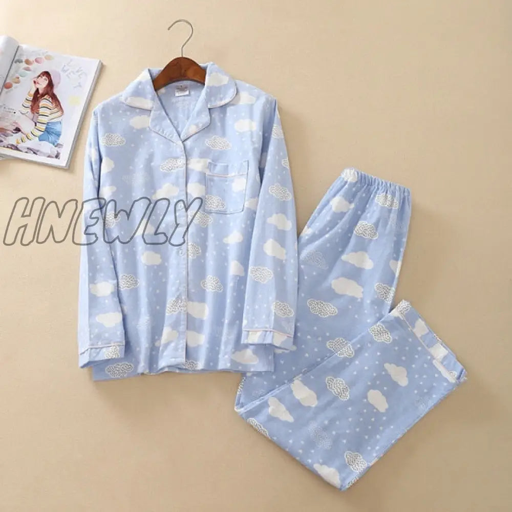 July’s Song Woman Cotton Printing Pajamas Long Sleeves Women’s Trousers Set Casual Soft