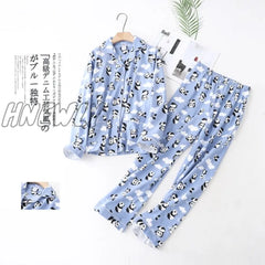 July’s Song Woman Cotton Printing Pajamas Long Sleeves Women’s Trousers Set Casual Soft