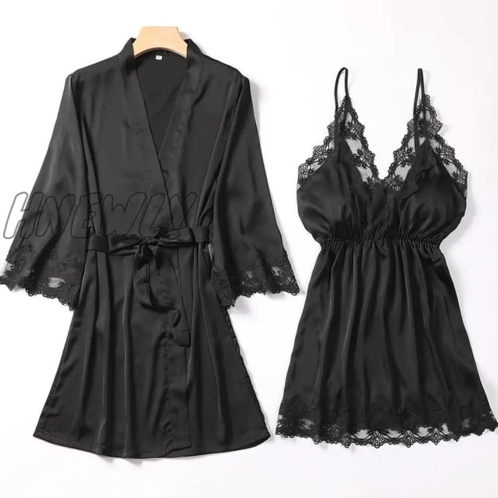 Lace Trim Sexy Wedding Lady Robe Suit Loose Satin Bride Bridesmaid Kimono Bathrobe Gown Mini