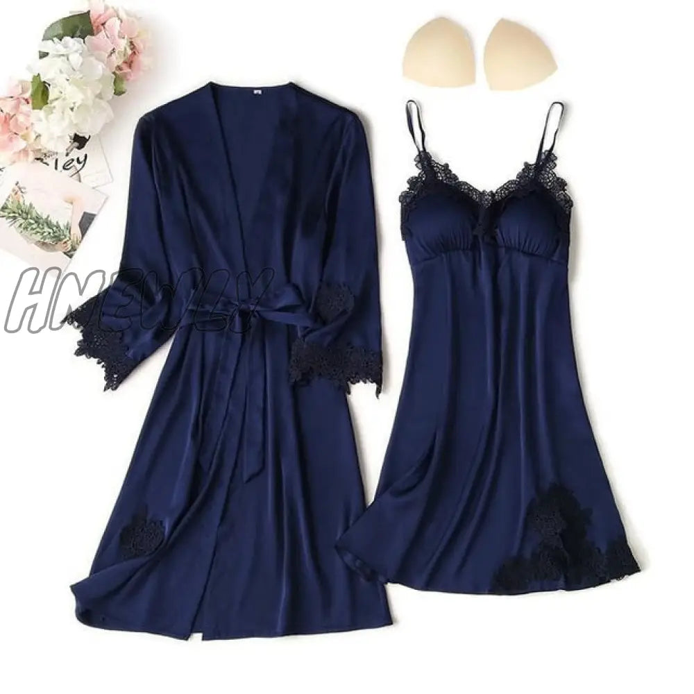 Lace Trim Sexy Wedding Lady Robe Suit Loose Satin Bride Bridesmaid Kimono Bathrobe Gown Mini