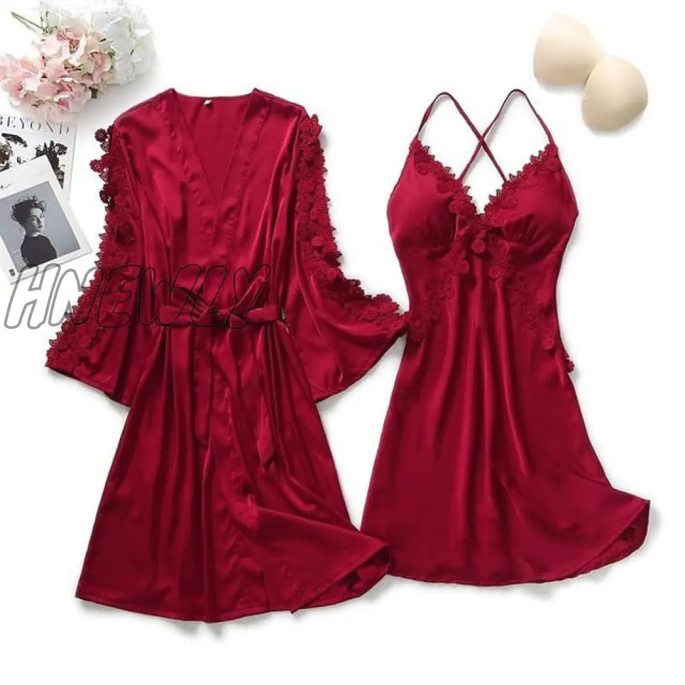 Lace Trim Sexy Wedding Lady Robe Suit Loose Satin Bride Bridesmaid Kimono Bathrobe Gown Mini