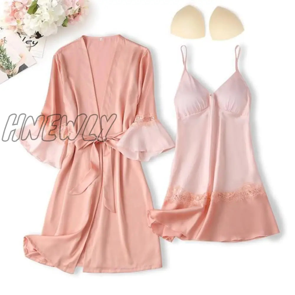 Lace Trim Sexy Wedding Lady Robe Suit Loose Satin Bride Bridesmaid Kimono Bathrobe Gown Mini