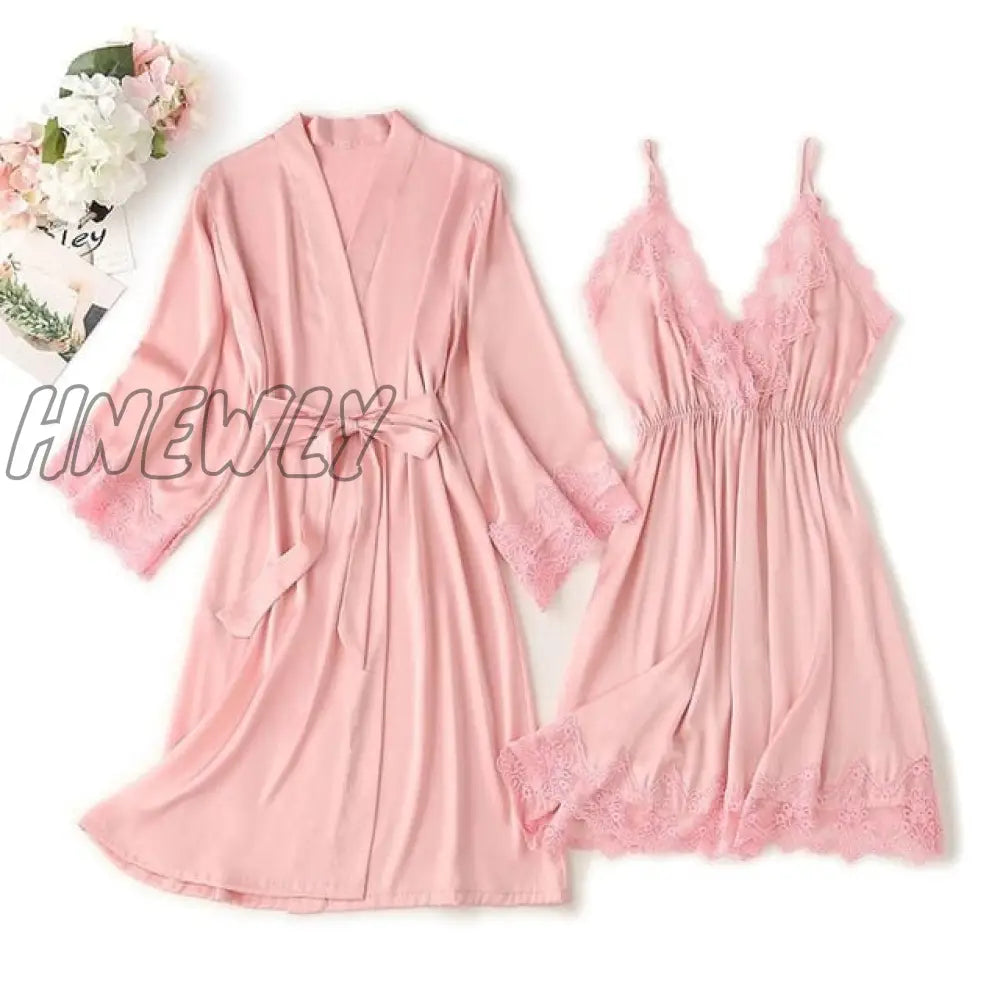 Lace Trim Sexy Wedding Lady Robe Suit Loose Satin Bride Bridesmaid Kimono Bathrobe Gown Mini