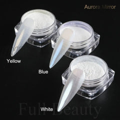 Mirror Nail Powder Pigment Pearl White Rubbing On Art Glitter Dust Chrome Aurora Blue Manicure