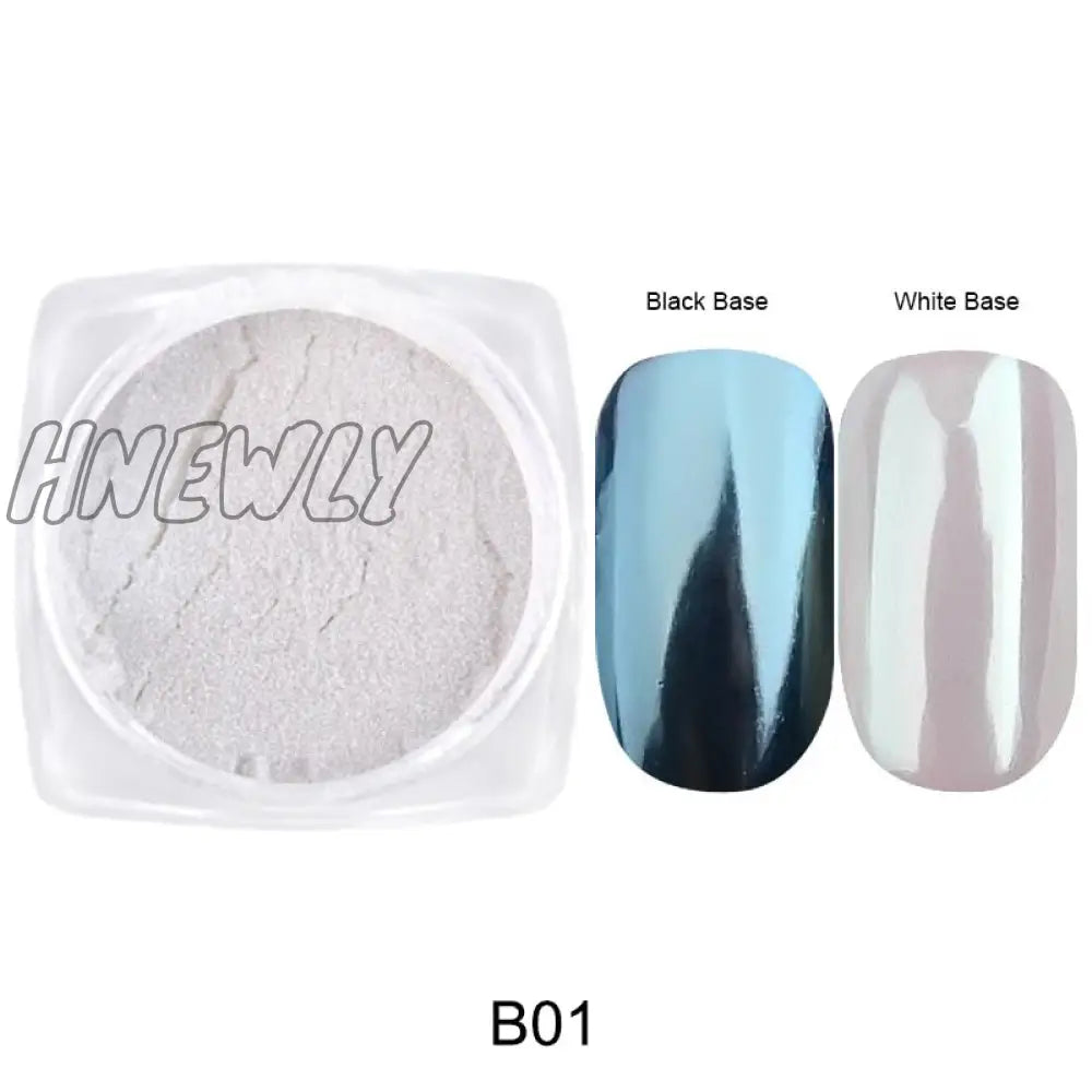 Mirror Nail Powder Pigment Pearl White Rubbing On Art Glitter Dust Chrome Aurora Blue Manicure