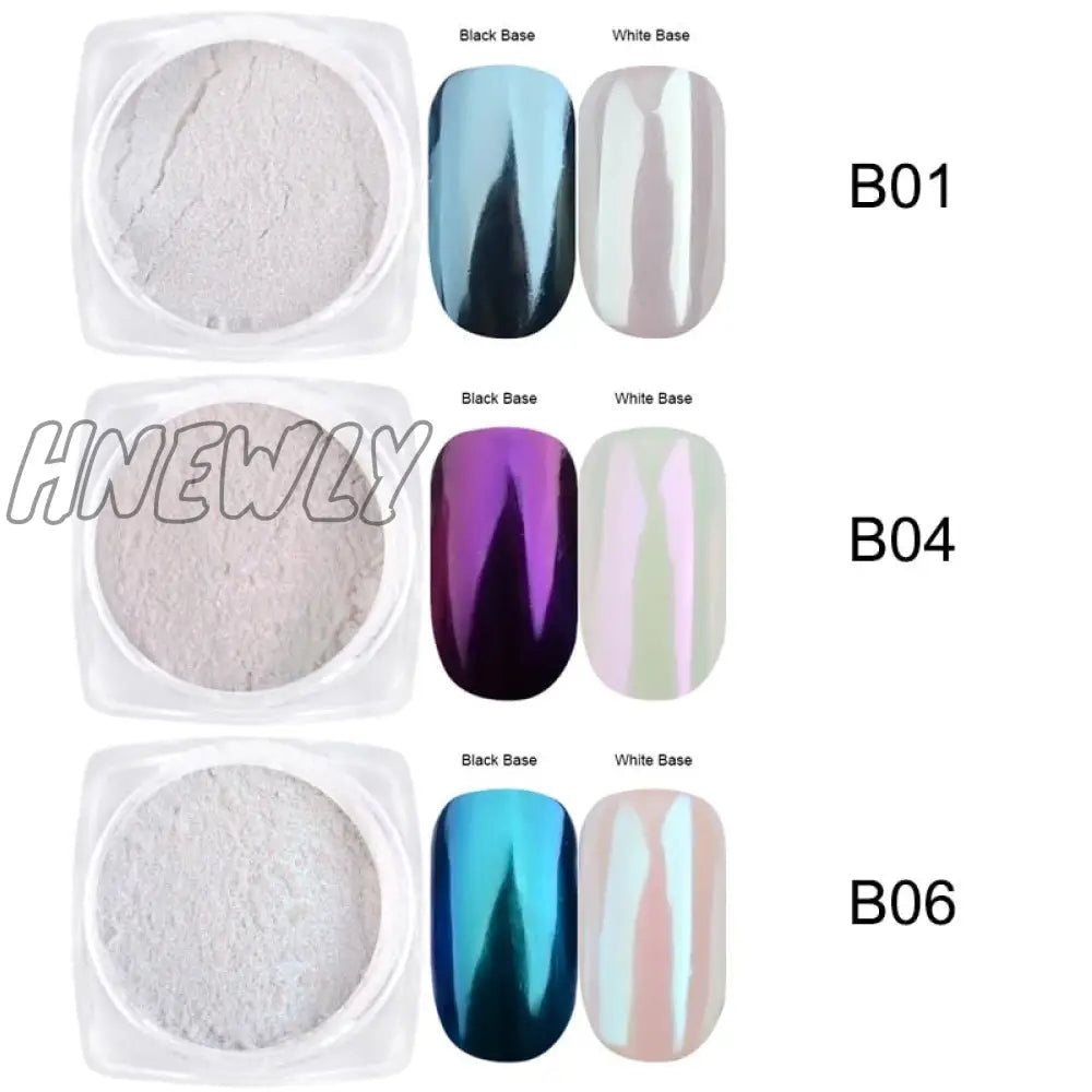 Mirror Nail Powder Pigment Pearl White Rubbing On Art Glitter Dust Chrome Aurora Blue Manicure