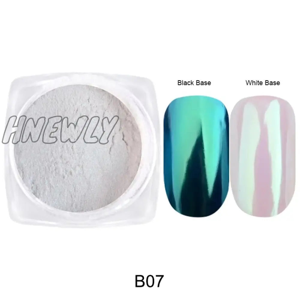 Mirror Nail Powder Pigment Pearl White Rubbing On Art Glitter Dust Chrome Aurora Blue Manicure