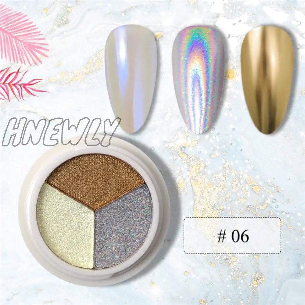 Mirror Nail Powder Pigment Pearl White Rubbing On Art Glitter Dust Chrome Aurora Blue Manicure