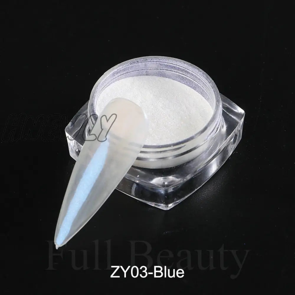 Mirror Nail Powder Pigment Pearl White Rubbing On Art Glitter Dust Chrome Aurora Blue Manicure