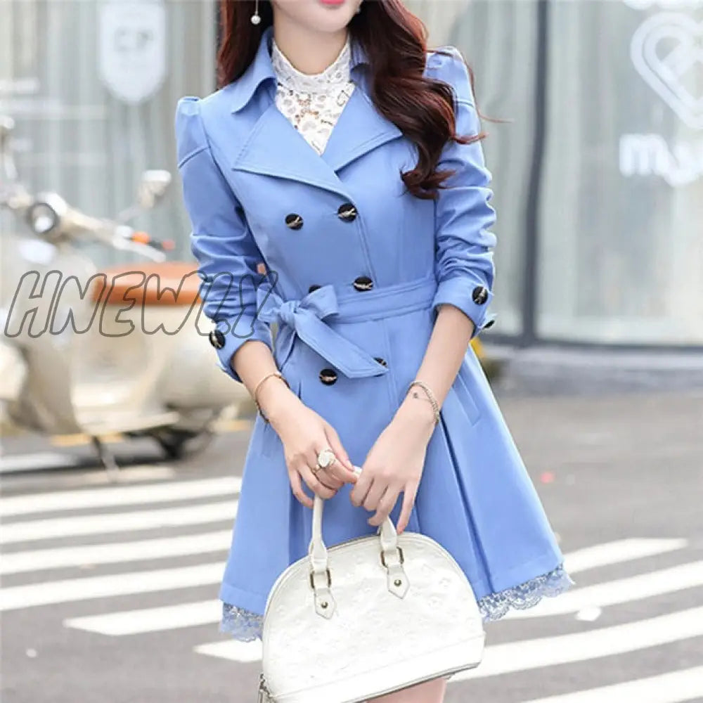 New Basic Jacket Women Fashion Loose Winter Warm Long Sleeve Button Lace Coat With Belt Lady