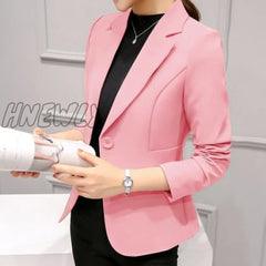 Peonfly Ladies Blazer Long Sleeve Blaser Women Suit Jacket Female Feminine Femme Pink Blue White