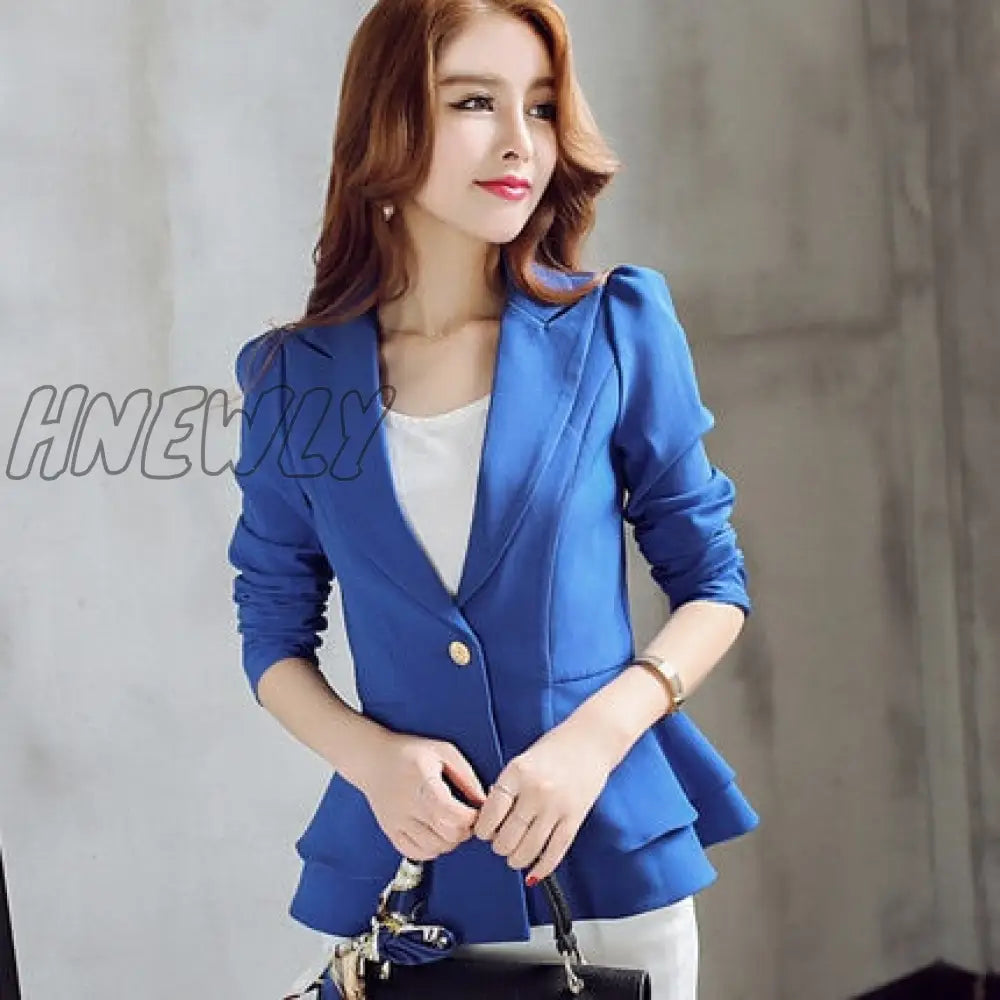 Peonfly Ladies Blazer Long Sleeve Blaser Women Suit Jacket Female Feminine Femme Pink Blue White