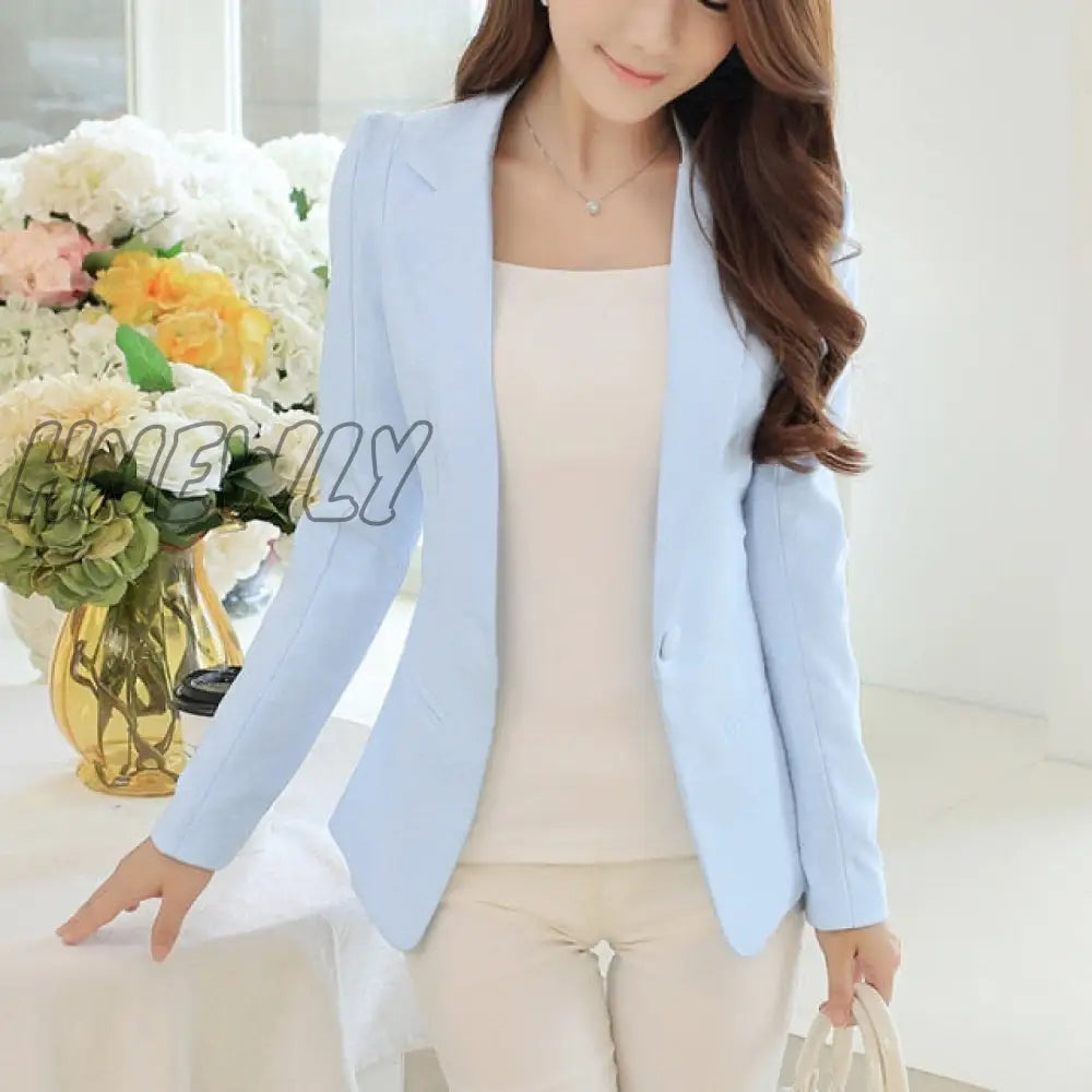 Peonfly Ladies Blazer Long Sleeve Blaser Women Suit Jacket Female Feminine Femme Pink Blue White