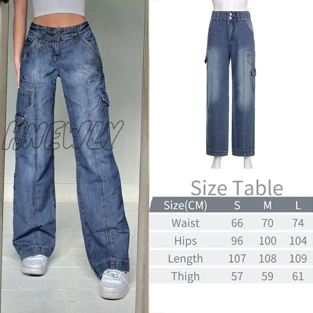 Printed Baggy Y2K Jeans Women’s Low Waist Jeans Autumn Winter Oversize Wide Leg Pants Casual