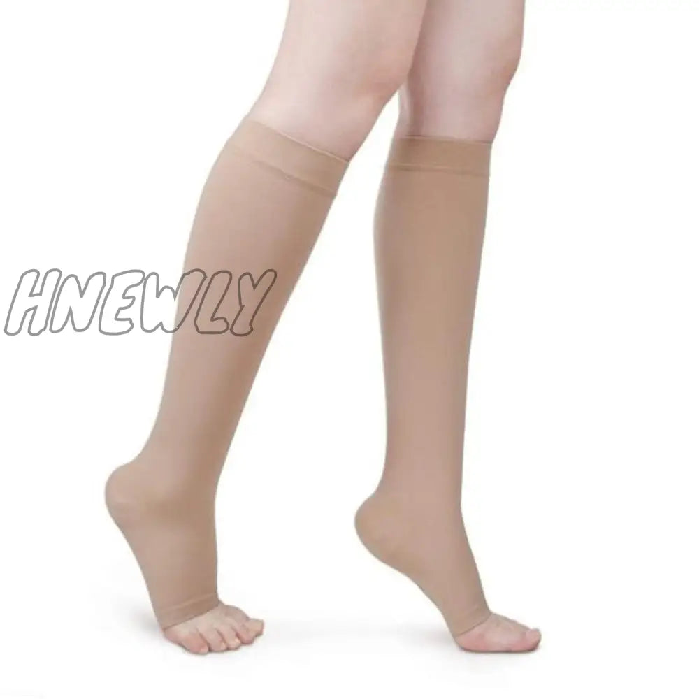 S - Xl Elastic Open Toe Knee High Stockings Calf Compression Varicose Veins Treat Shaping Graduated