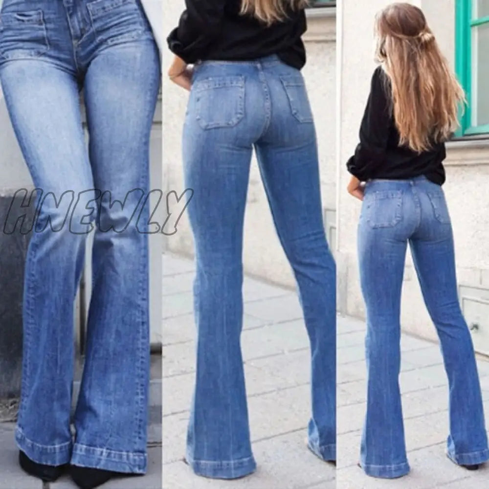 Skinny Flared Jeans Women’s Fashion Denim Pants Bootcut Bell Bottoms Stretch Trousers Women Woman