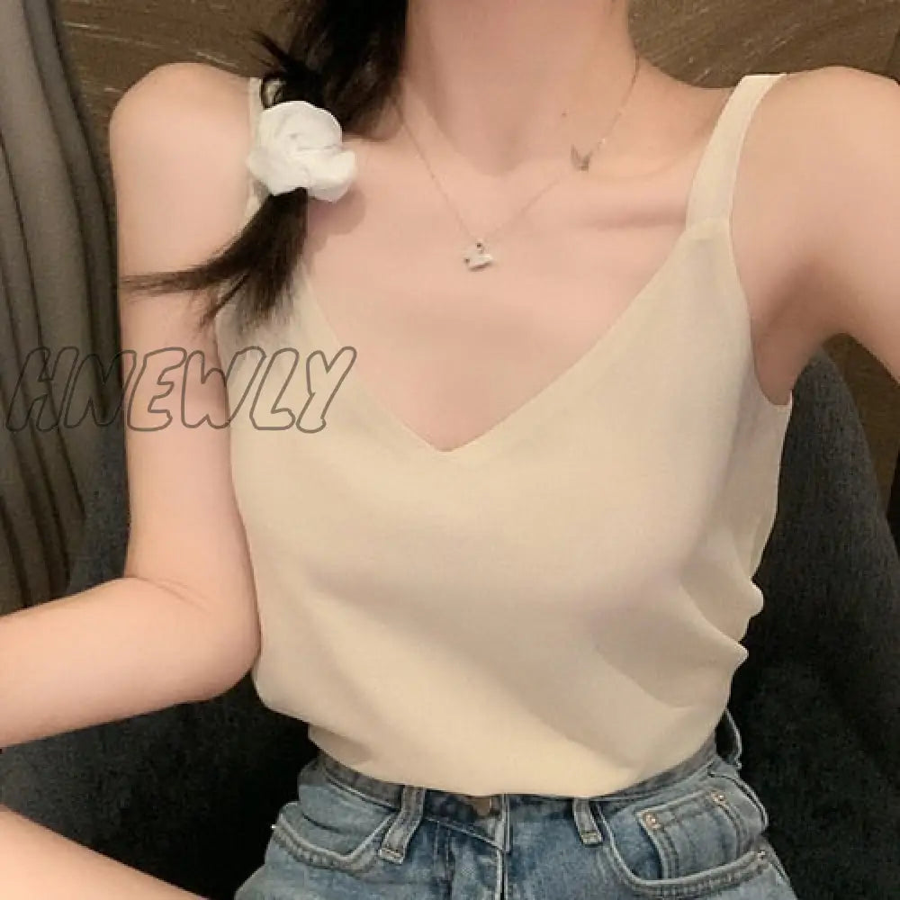 Summer Chiffon Women Tops Camis Sexy Halter Top Woman Sleeveless Solid Tank Female V - Neck