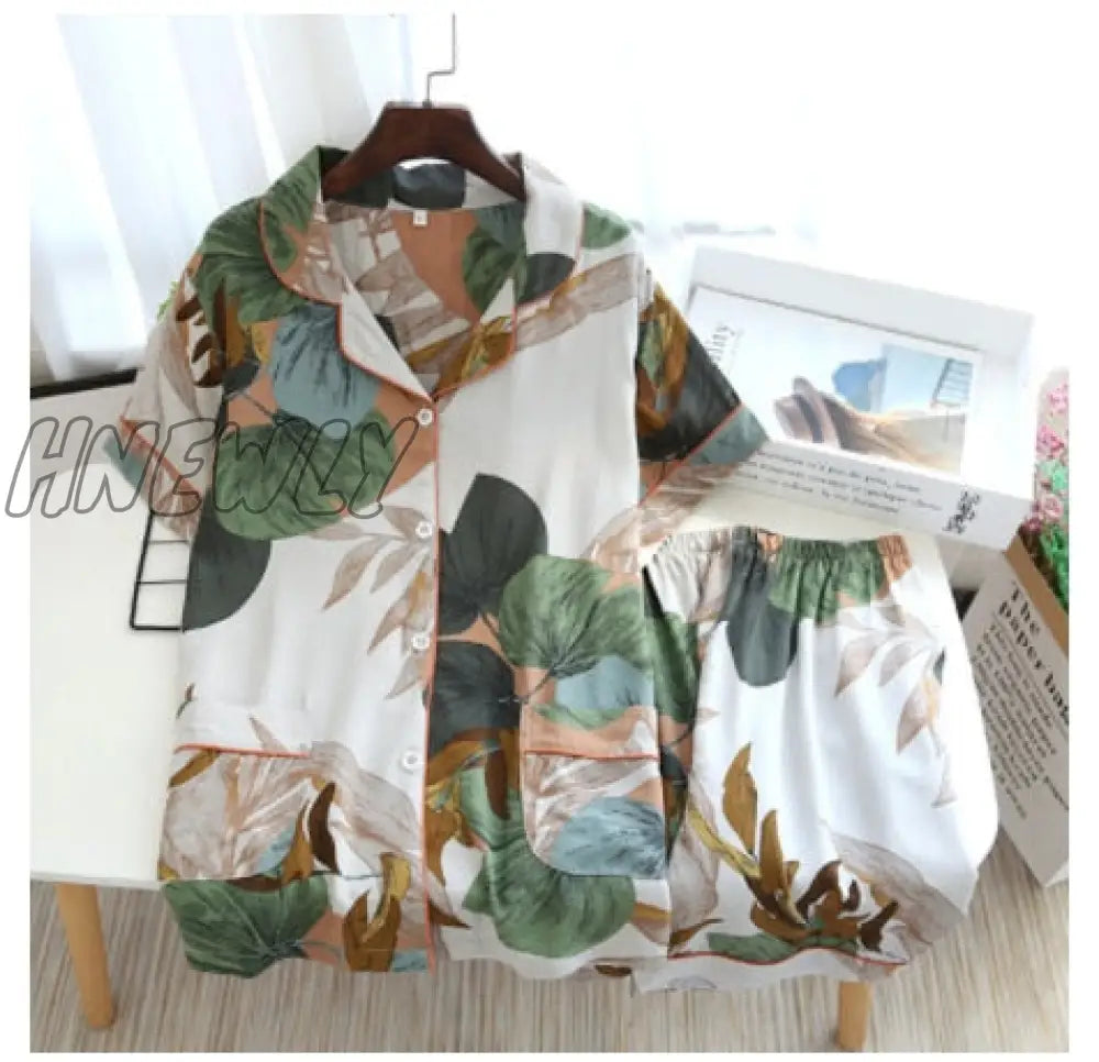 Summer News Pijama Mujer Thin Section Short - Sleeved Shorts Large Floral Print Pajamas Home