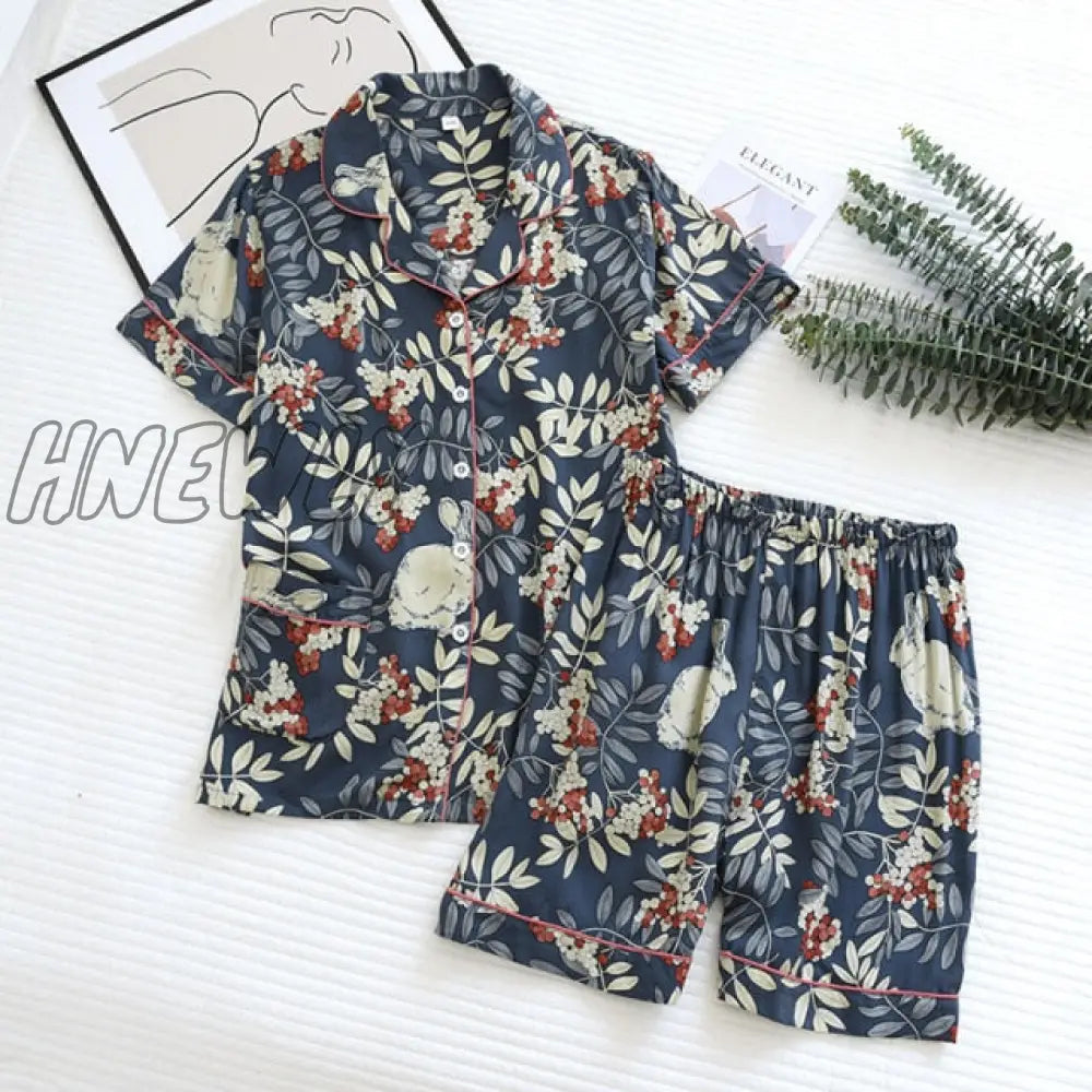 Summer News Pijama Mujer Thin Section Short - Sleeved Shorts Large Floral Print Pajamas Home