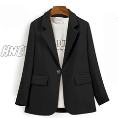 Surufeng Autumn Chic Solid Color Elegant Apricot Blazer Women Jacket Ladies Single Button Loose V -