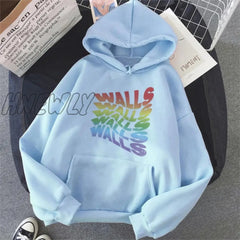 Walls Merch Women Hoodies Louis Tomlinson Smiley Face Sweatshirt Harajuku Oversized Hoodie