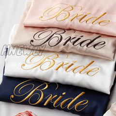 Wedding Bride Bridesmaid Robe Dressing Gown Sexy Women Bathrobe Nightgown Short Sleepwear Casual