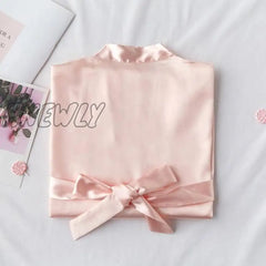 Wedding Bride Bridesmaid Robe Dressing Gown Sexy Women Bathrobe Nightgown Short Sleepwear Casual