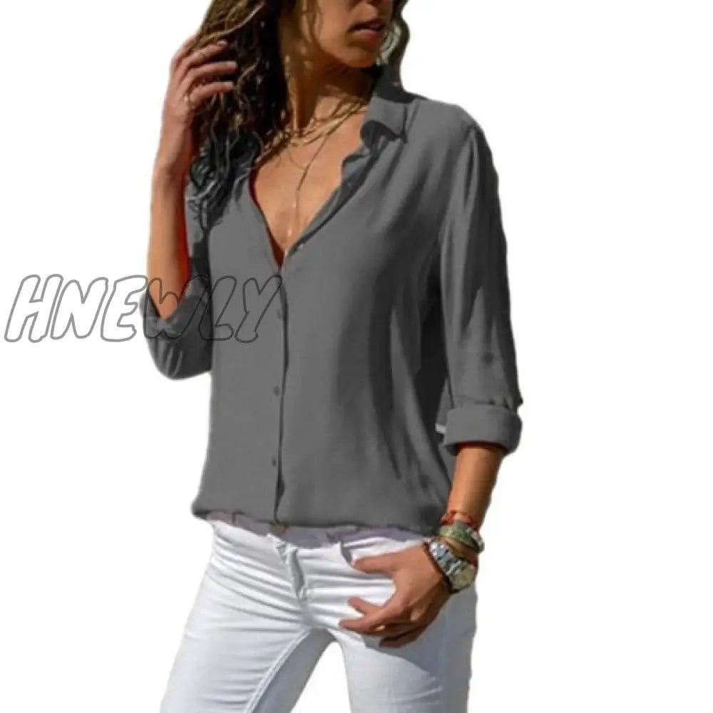 Women Blouses Basic Selling Button Solid Fashion Long Sleeve Office Shirt Leisure Blouse Casual