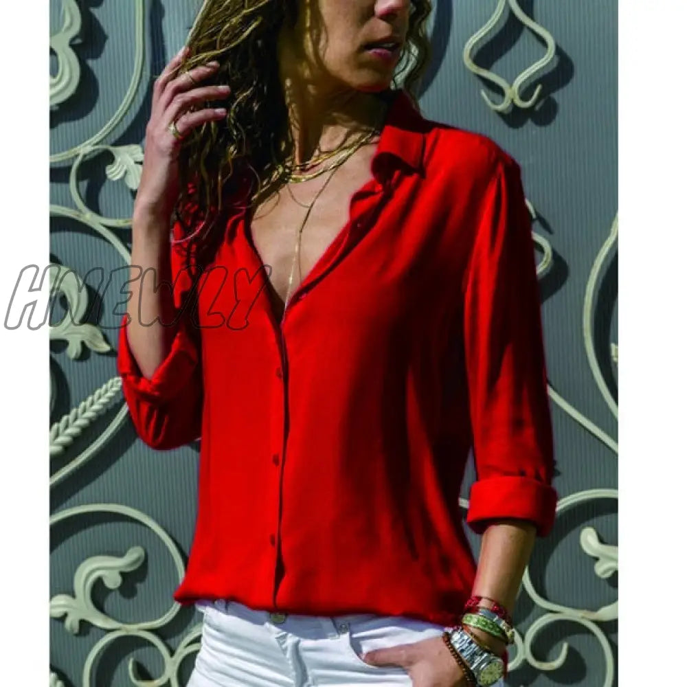 Women Blouses Basic Selling Button Solid Fashion Long Sleeve Office Shirt Leisure Blouse Casual