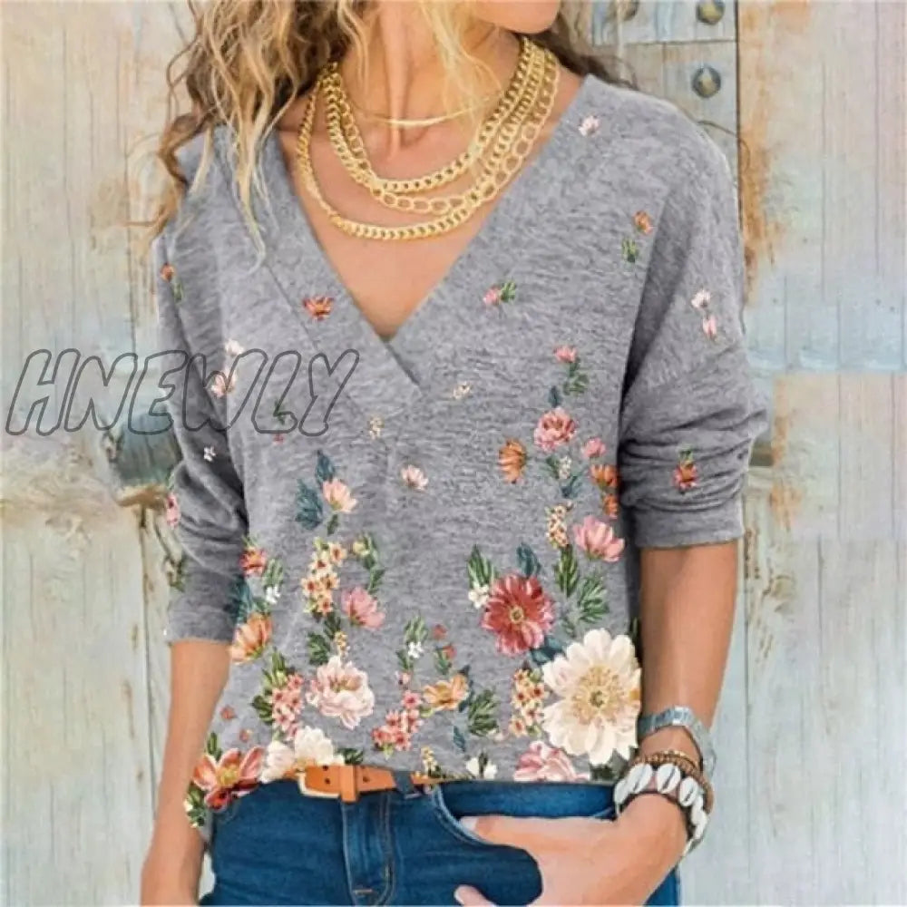 Women Clothing Autumn Spring Basic T Shirt New Fashion Long Sleeve V - Neck Casual Slim Tops Female