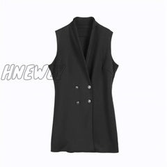 Women For Wedding Collar Blazer Double Breasted Sleeveless Dress Fashion Lady Summer High Waist