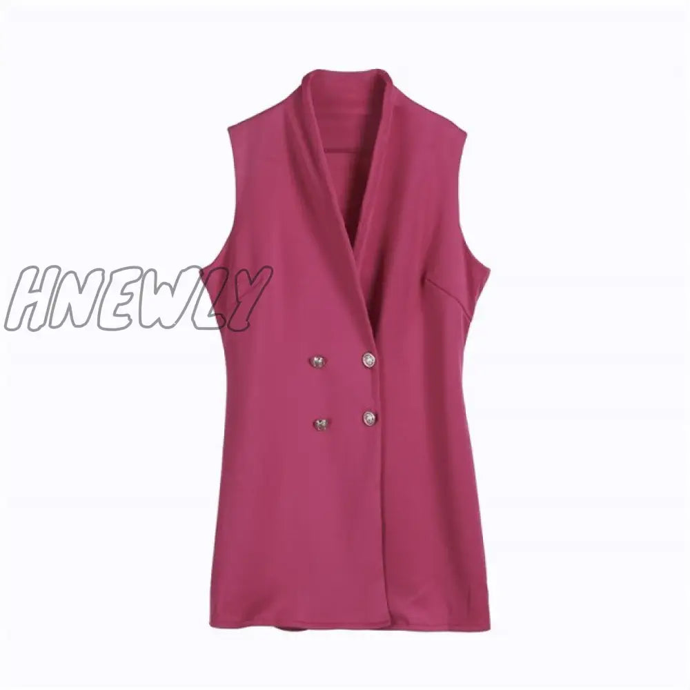 Women For Wedding Collar Blazer Double Breasted Sleeveless Dress Fashion Lady Summer High Waist