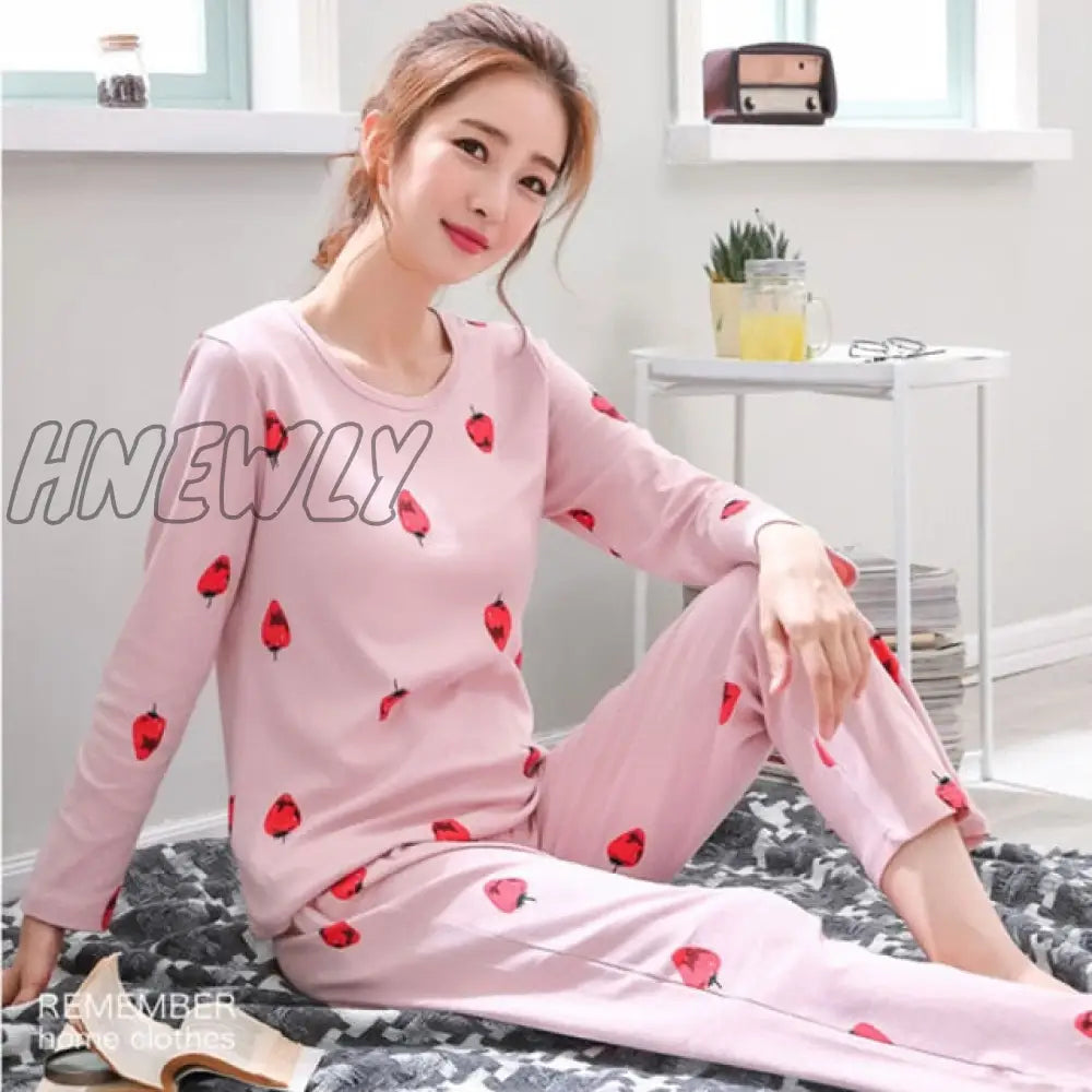 Women Pajamas Set Girl Sleepwear Pijama Long Pyjamas Suit Female Clothing Nightwear Style 11 / M