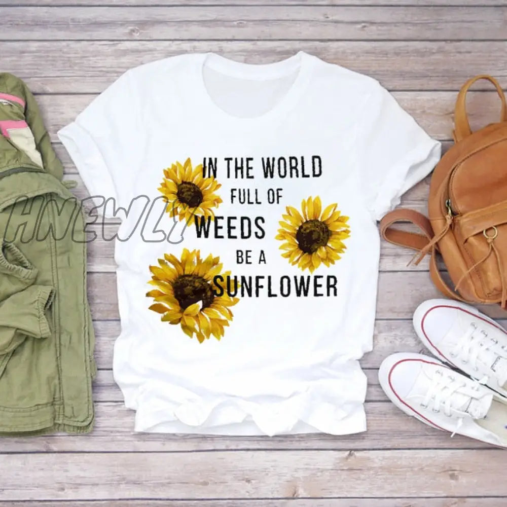 Women Summer Short Sleeve Floral Flower Fashion Lady T - Shirts Top T Shirt Ladies Womens Graphic