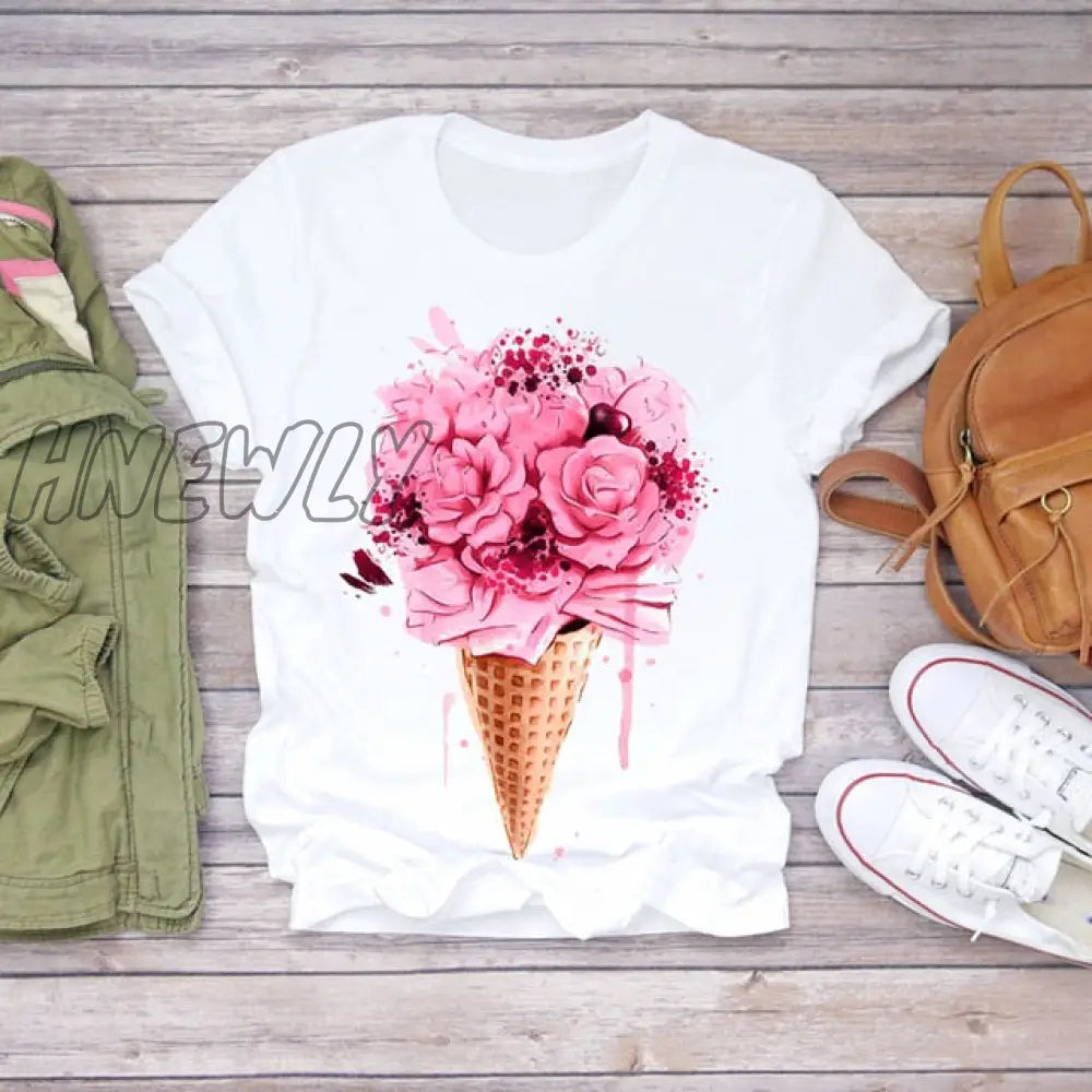 Women Summer Short Sleeve Floral Flower Fashion Lady T - Shirts Top T Shirt Ladies Womens Graphic