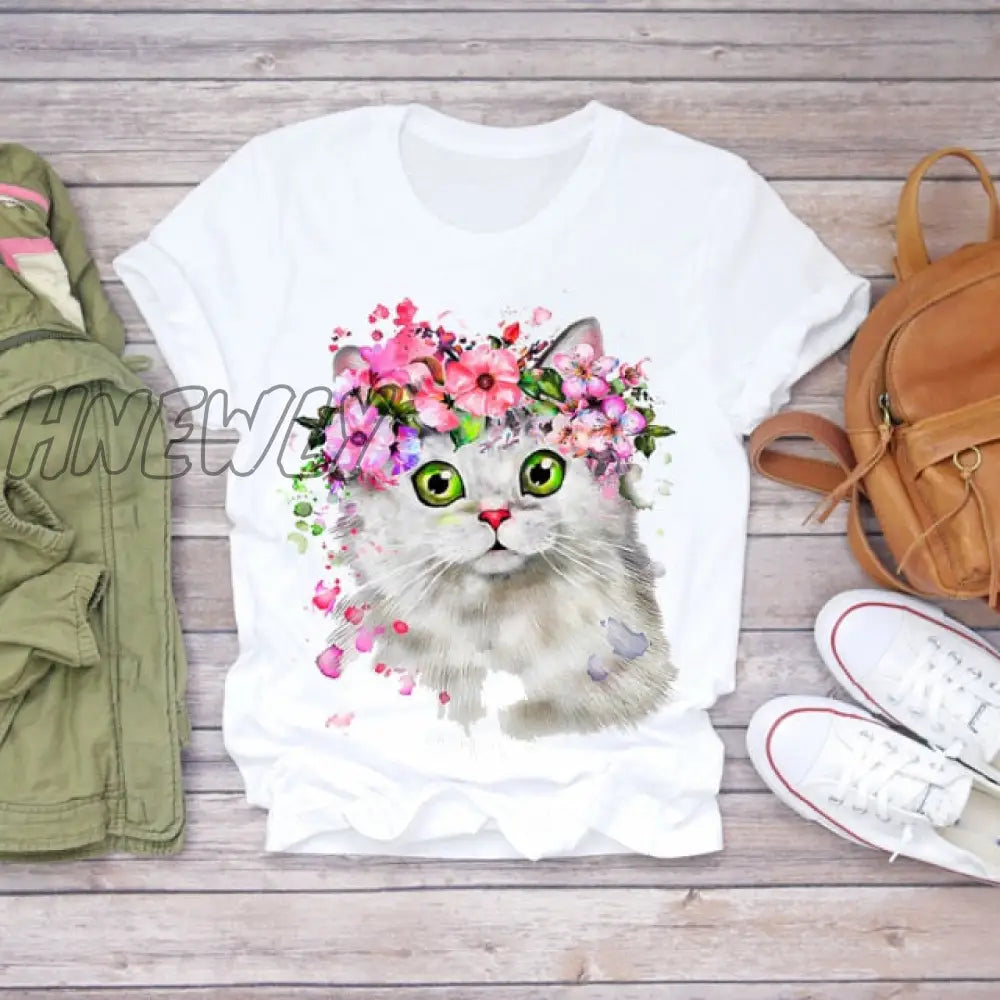 Women Summer Short Sleeve Floral Flower Fashion Lady T - Shirts Top T Shirt Ladies Womens Graphic