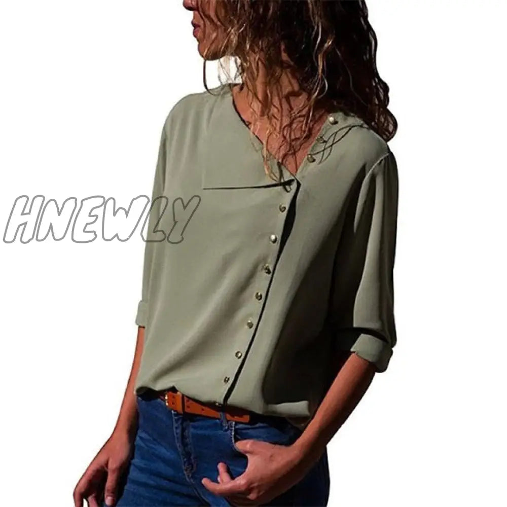 Women Tops And Blouses Fashion Long Sleeve Skew Collar Chiffon Blouse Casual Plus Size Elegent Work