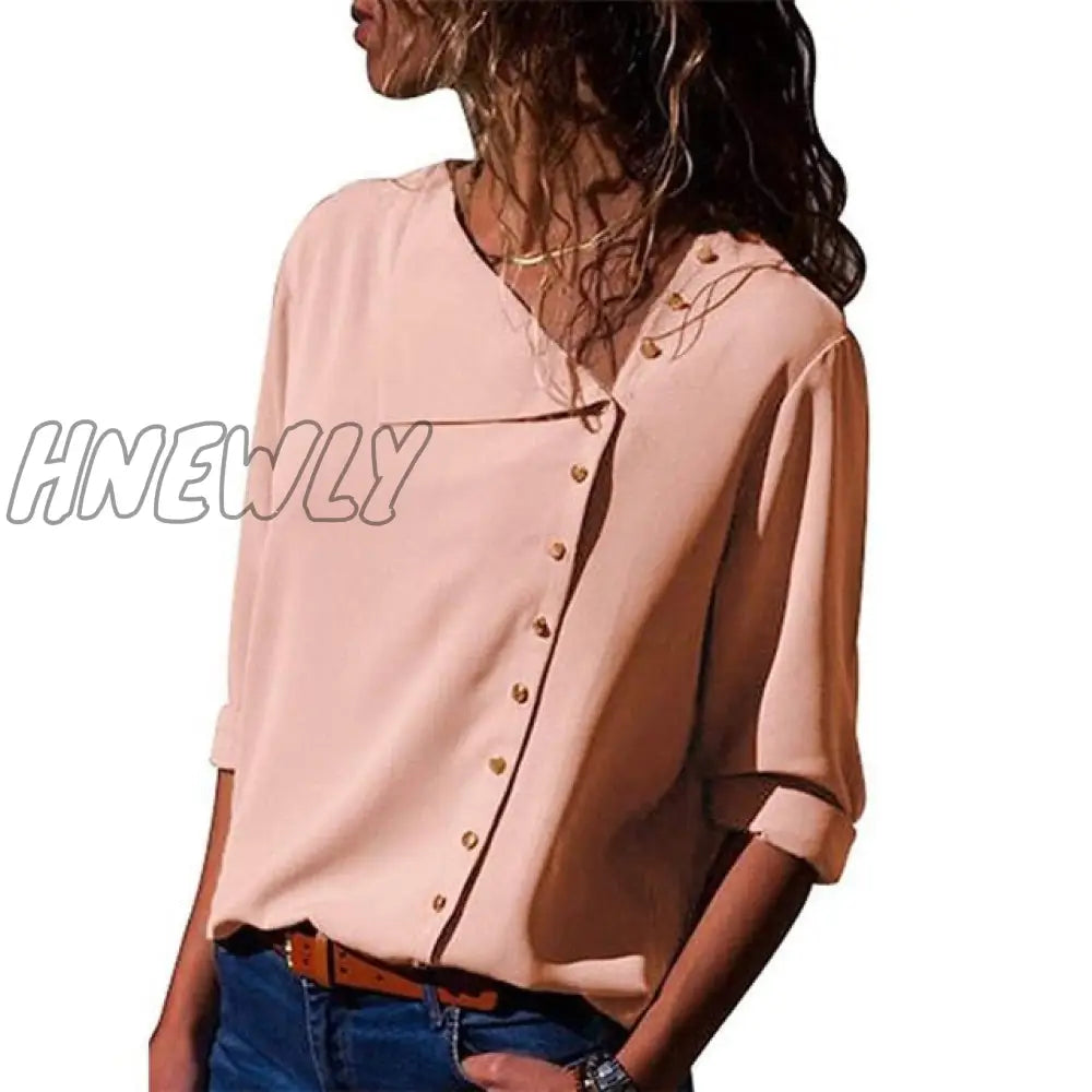 Women Tops And Blouses Fashion Long Sleeve Skew Collar Chiffon Blouse Casual Plus Size Elegent Work