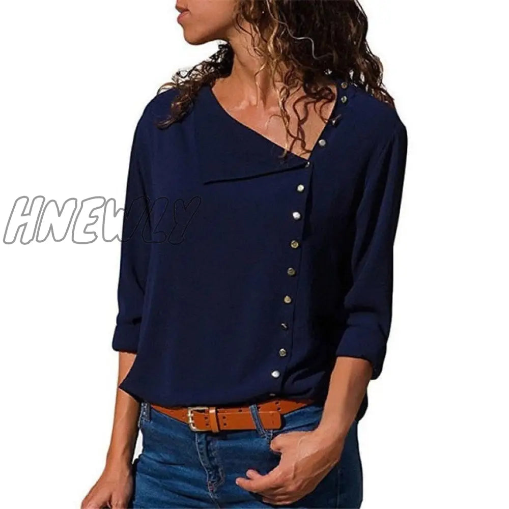 Women Tops And Blouses Fashion Long Sleeve Skew Collar Chiffon Blouse Casual Plus Size Elegent Work