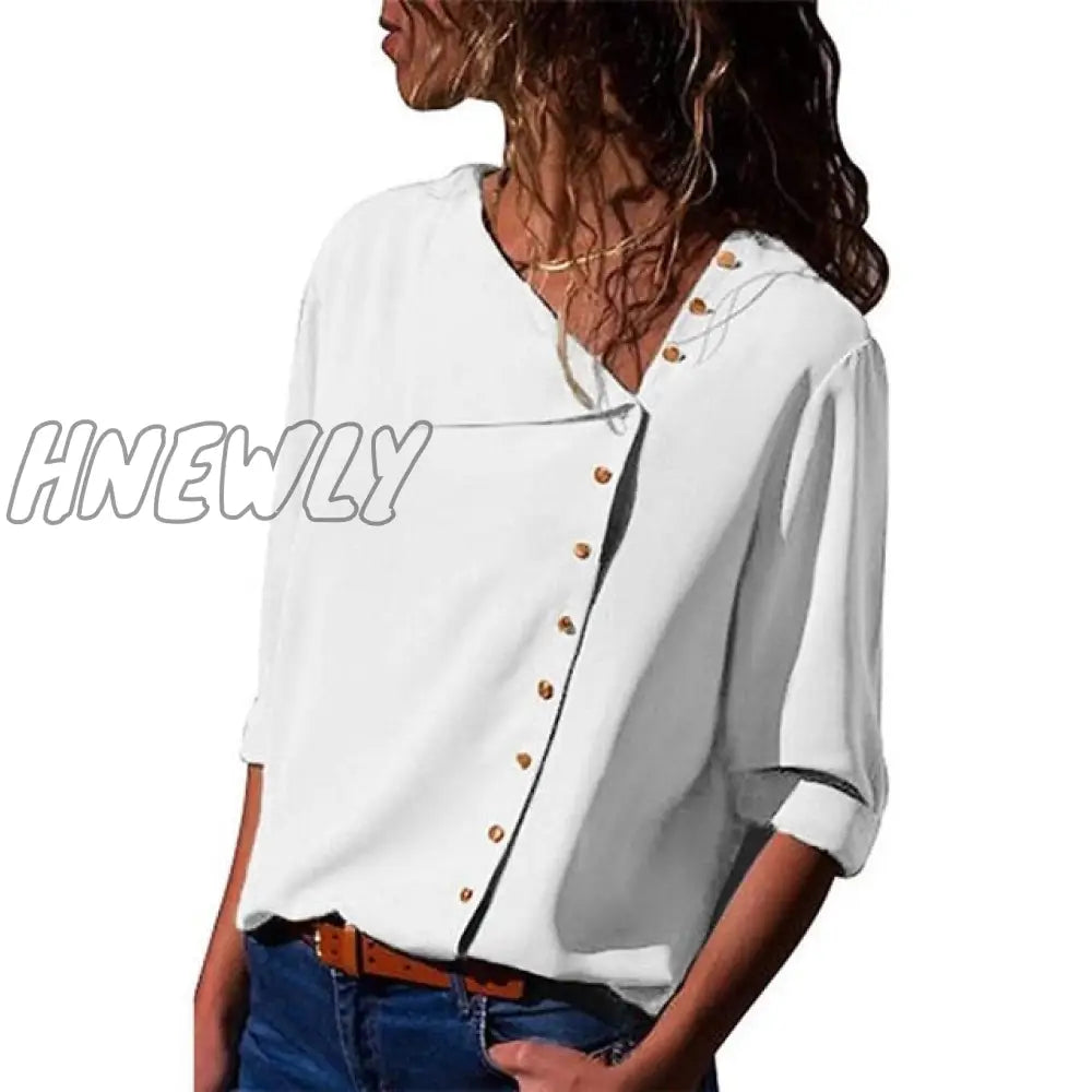 Women Tops And Blouses Fashion Long Sleeve Skew Collar Chiffon Blouse Casual Plus Size Elegent Work