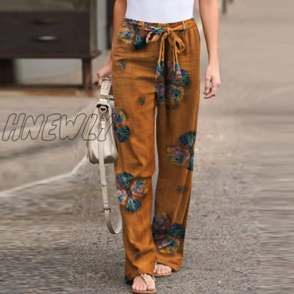 Zanzea Kaftan Spring Pants Women’s Printed Trousers Casual Elastic Waist Pantalon Palazzo Female