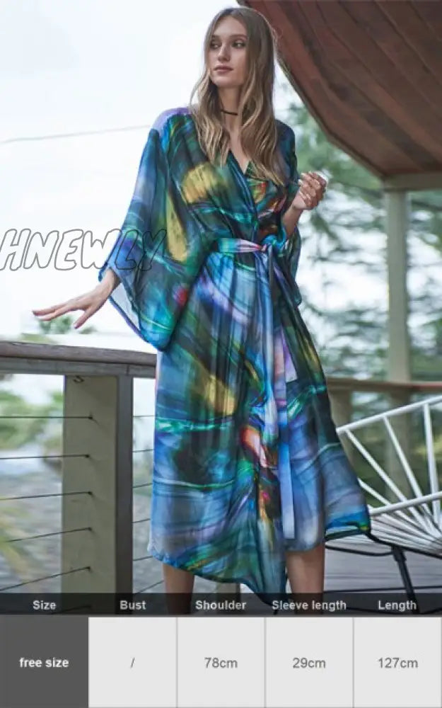 Zebra Snake Print Chiffon Beach Cover Up Tunics For Long Kaftan Beachwear Boho Chic Hippie